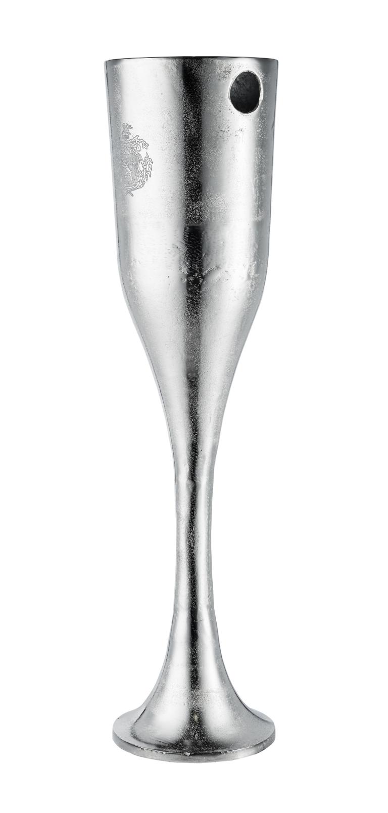Flaschenkühler Kühler für Flaschen Sekt Wein oder Champagner Silber Aluminium (Metall) Flaschenkühler auf Ständer / Standfuß Silber aus Metall