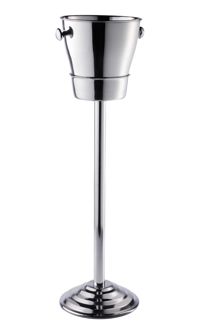 K-hler_002_a Flaschenkühler Silber Edelstahl auf Standfuß
