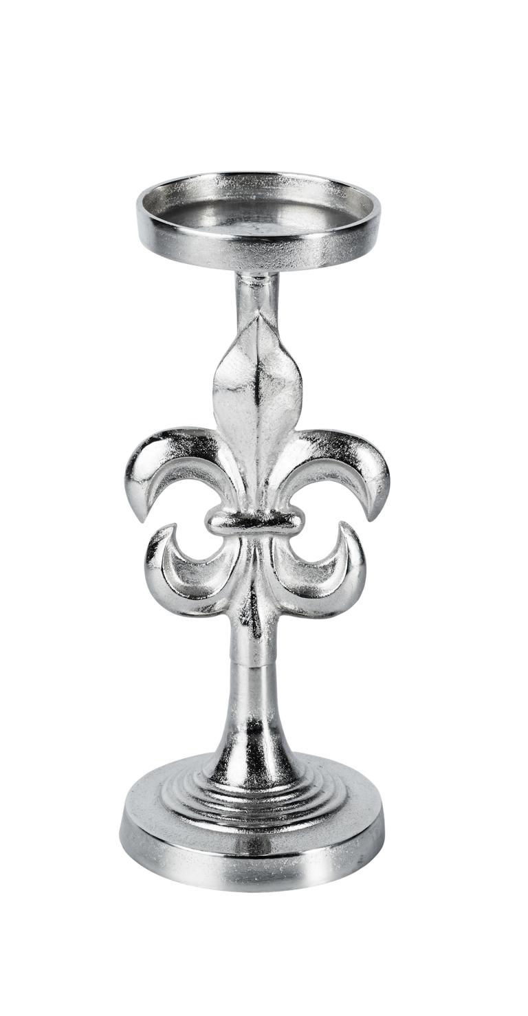 Kerzenst-nder-Lilie-3er-4 Kerzenständer Lilie Silber 3er Set aus Metall