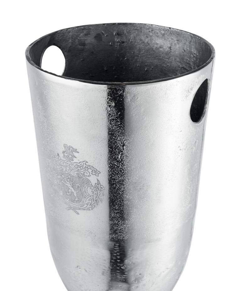 Flaschenkühler Kühler für Flaschen Sekt Wein oder Champagner Silber Aluminium (Metall) Flaschenkühler auf Ständer / Standfuß Silber aus Metall