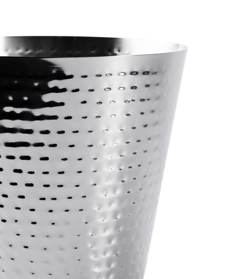 K-hler-2teilig-6 Flaschenkühler Silber aus Edelstahl auf Standfuß 80 cm