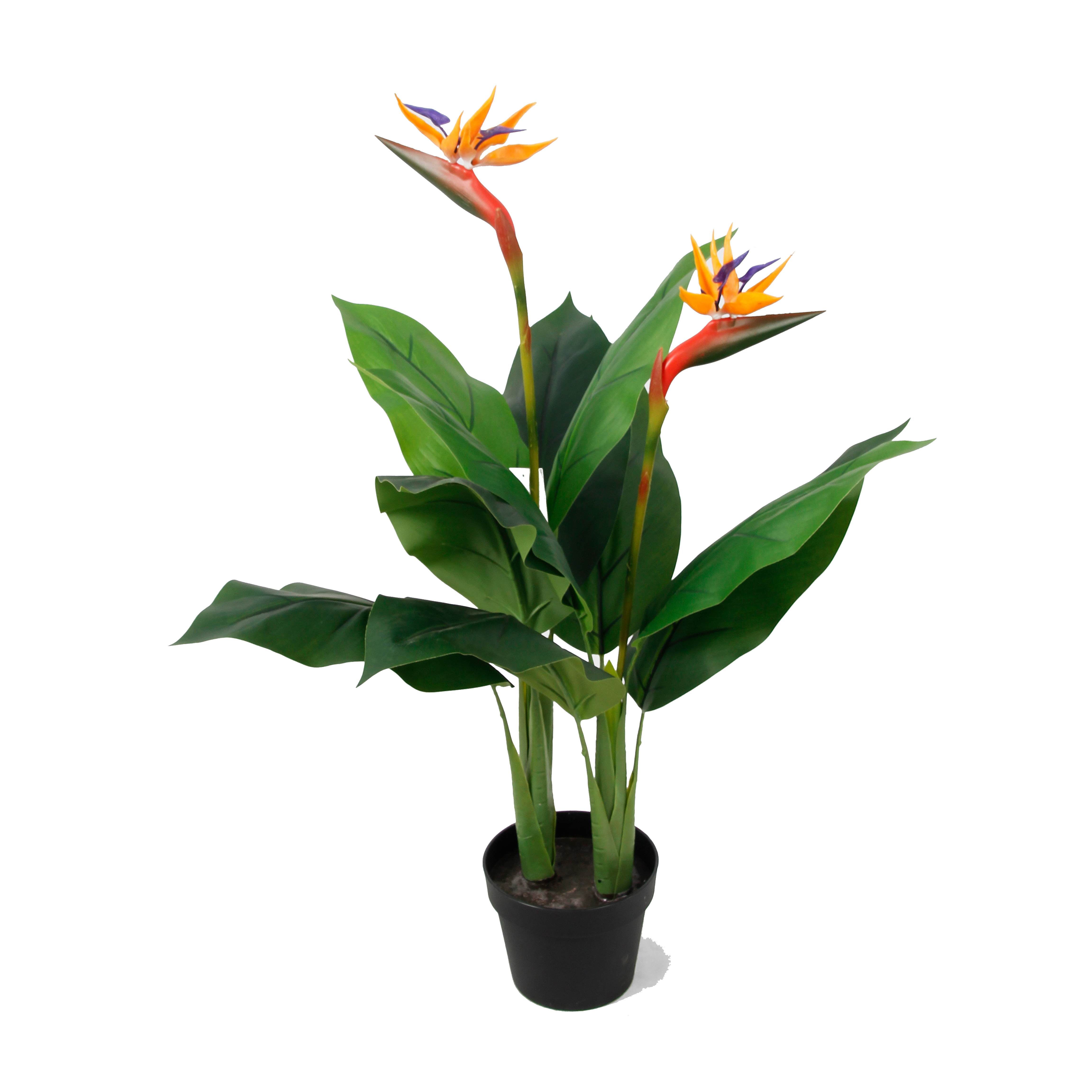 Paradiesvogelpflanze Strelitzie Kunstpflanze 90 cm Künstliche Strelitzie Kunstpflanze Grün mit Blüte Paradiesvogelblume