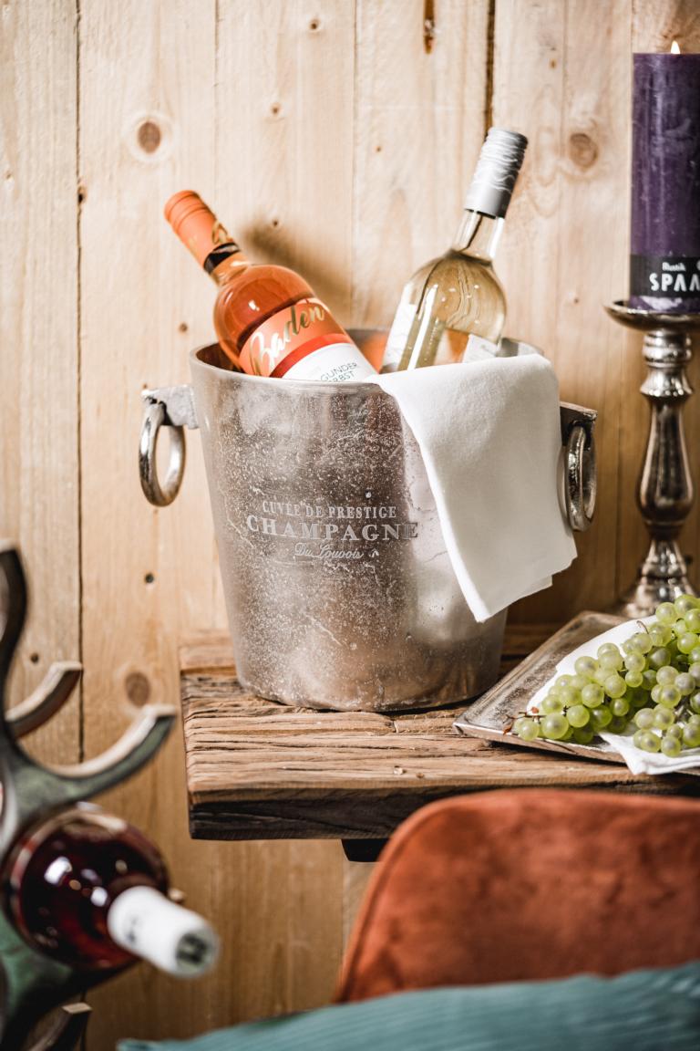 MN_Ambiente_20_09_2021-00062 Flaschenkühler / Champagnerkühler Silber aus Metall mit 2 Henkeln