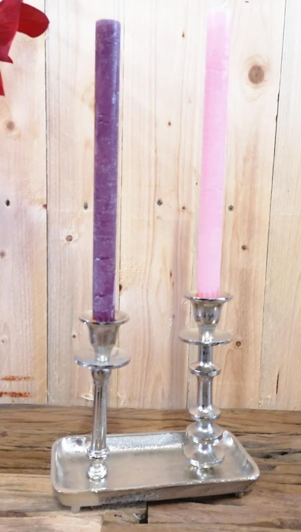 Kerzenst-nder-2-Armig-Silber-Aluminium-Stabkerzen-MN-KS-8047-2