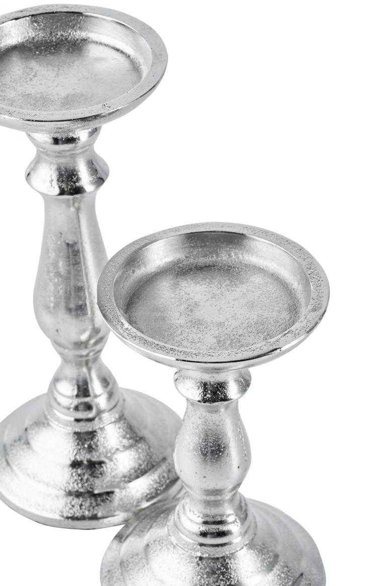 Kerzenst-nder-2er-03 Kerzenständer 2er Set aus Metall in der Farbe Silber