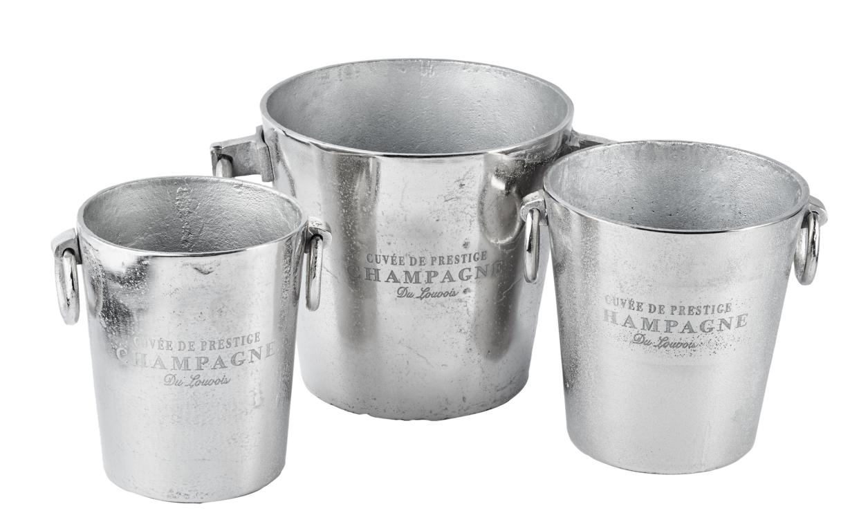 Flaschenkühler Kühler für Flaschen Sekt Wein oder Champagner Silber Aluminium (Metall) Flaschenkühler / Champagnerkühler Silber aus Metall mit 2 Henkeln