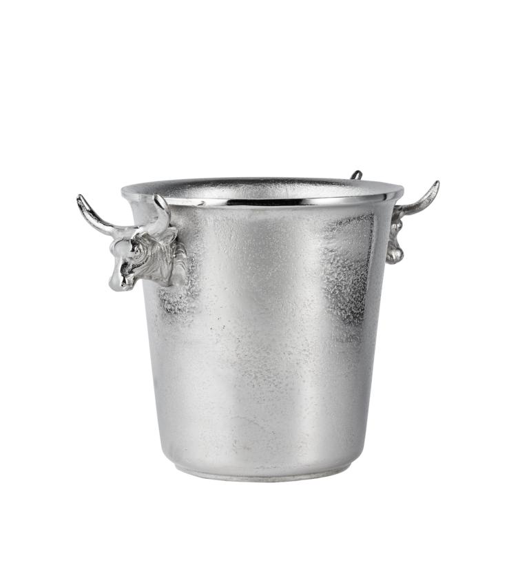 Capture-One-Session2207-1_160bf33ad26c34 Flaschenkühler mit einem Stierkopf in der Farbe Silber aus Metall