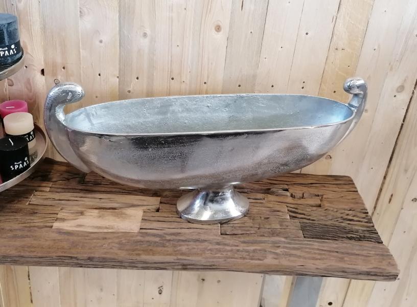 Schale XXL Aluminium Silber Oval 81 cm