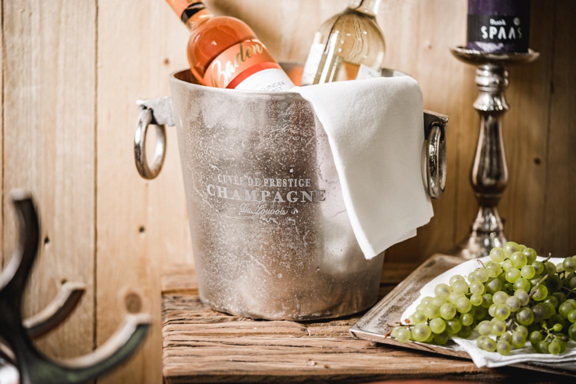 MN_Ambiente_20_09_2021-00063 Flaschenkühler / Champagnerkühler Silber aus Metall mit 2 Henkeln