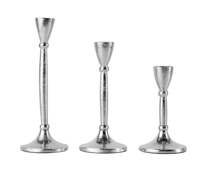 Kerzenständer 3er Set Silber aus Metall (Aluminium)