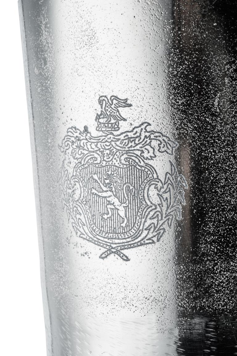 Flaschenkühler auf Ständer / Standfuß Silber aus Metall