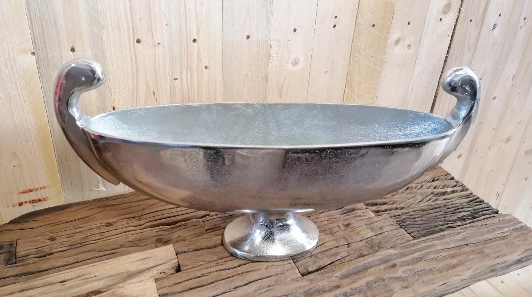 Schale XL Aluminium Silber Oval 61 cm