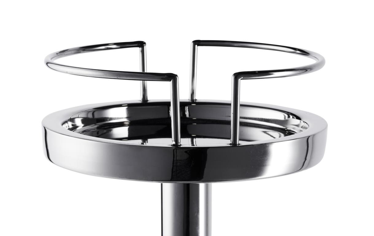 K-hler-2teilig-3 Flaschenkühler Silber aus Edelstahl auf Standfuß 80 cm