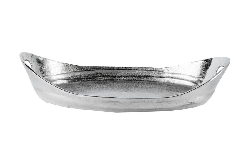 Tablett Oval mit Griffen Silber Metall