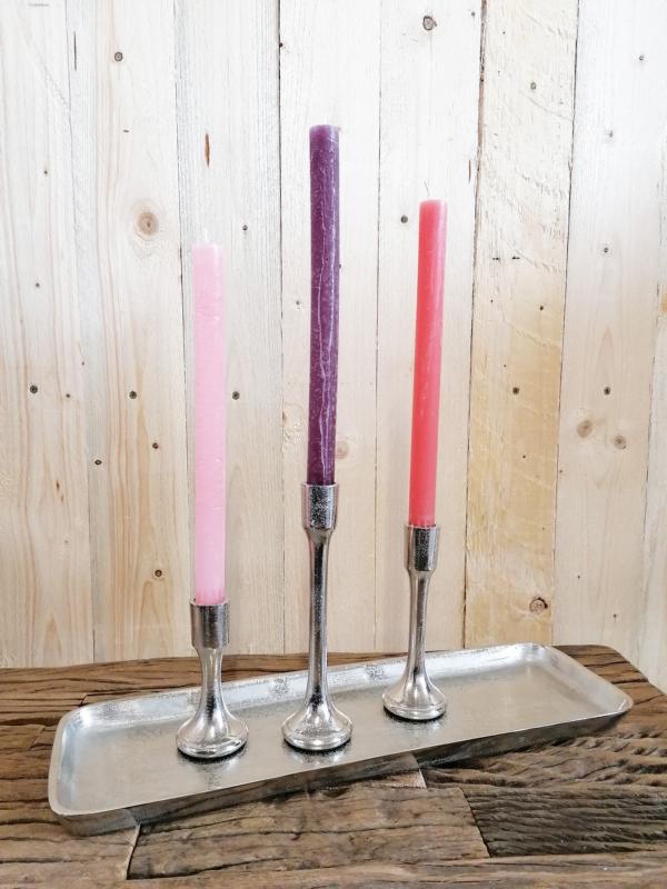 Kerzenst-nder-3er-Set-Silber-Stabkerzen-8021-8022-8023-3 Kerzenständer Kerzenhalter Silber aus Aluminium (Metall)