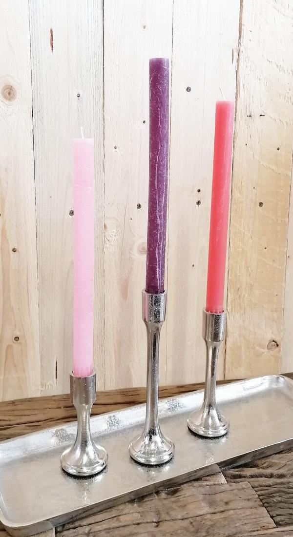 Kerzenst-nder-3er-Set-Silber-Stabkerzen-8021-8022-8023 Kerzenständer Kerzenhalter Silber aus Aluminium (Metall)