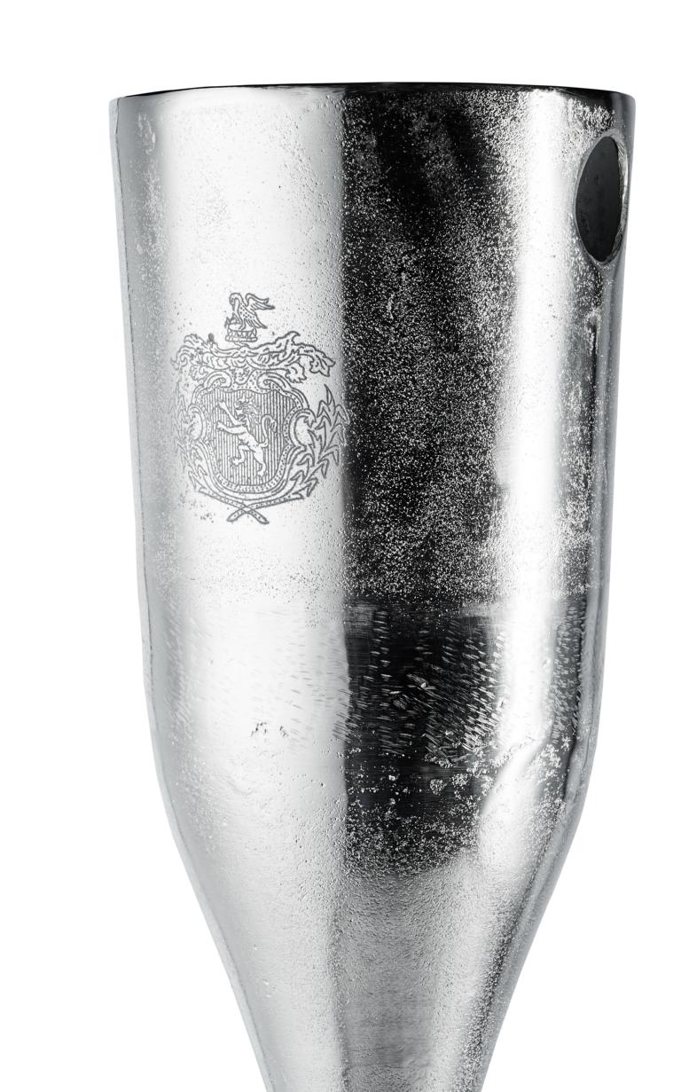 Flaschenkühler Kühler für Flaschen Sekt Wein oder Champagner Silber Aluminium (Metall) Flaschenkühler auf Ständer / Standfuß Silber aus Metall