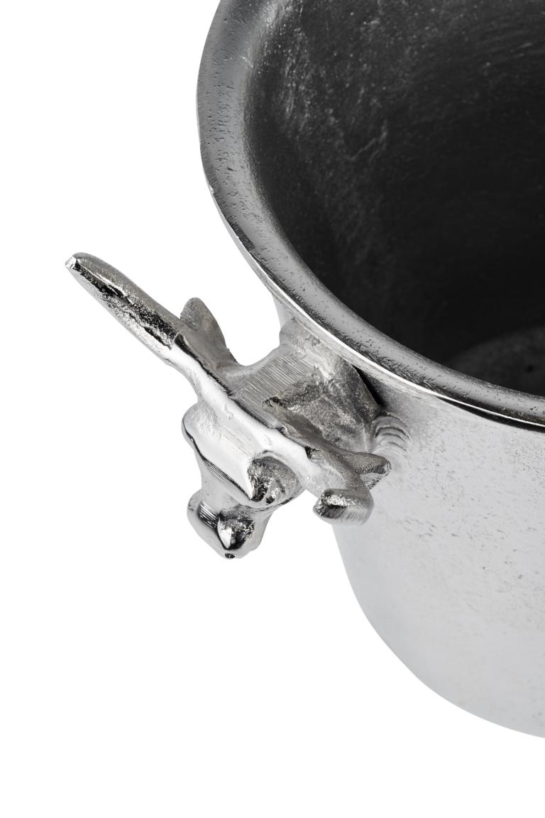 K-hler-Stier-06 Flaschenkühler mit einem Stierkopf in der Farbe Silber aus Metall