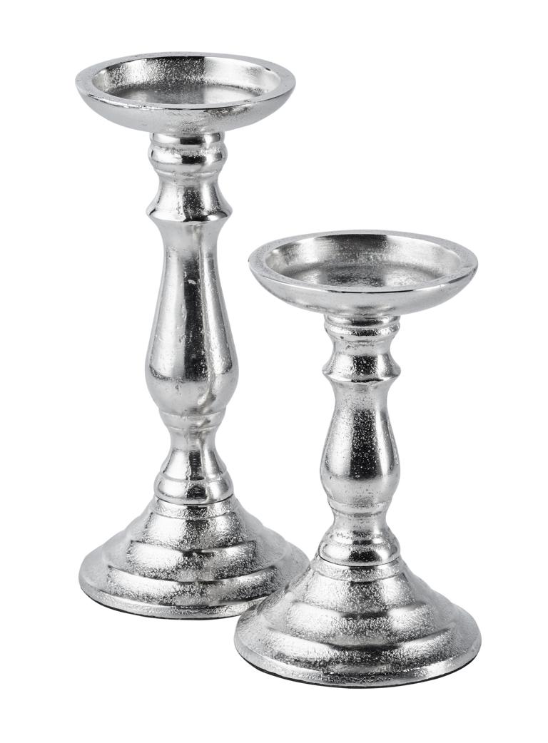Kerzenst-nder-2er-02 Kerzenständer 2er Set aus Metall in der Farbe Silber