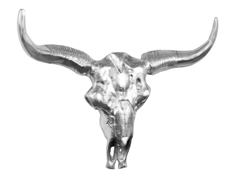 Sch-del-Stierkop-Aluminium-Silber-25b84350db33ad Stierkopf Metall Silber Büffel Schädel Deko XL
