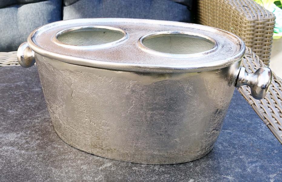 Flaschenk-hler-Aluminium-Silber-2-Flaschen-MN-FK-2010-2 Flaschenkühler Kühler für Flaschen Sekt Wein oder Champagner Silber Aluminium (Metall)