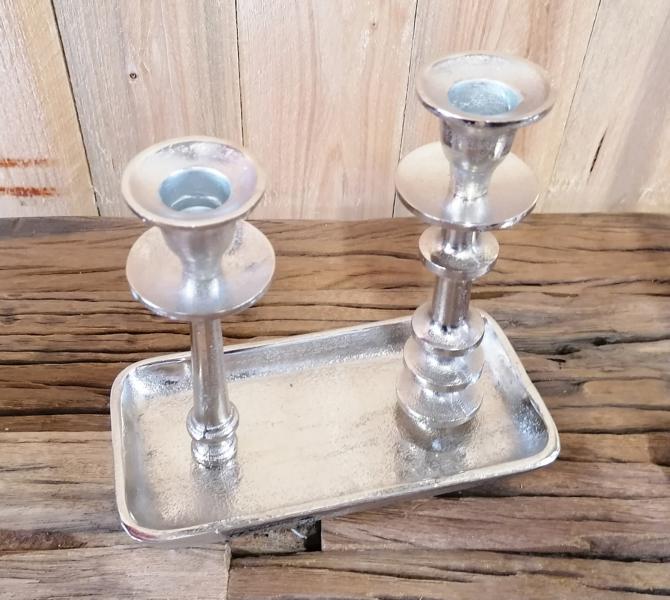 Kerzenst-nder-2-Armig-Silber-Aluminium-Stabkerzen-MN-KS-8047