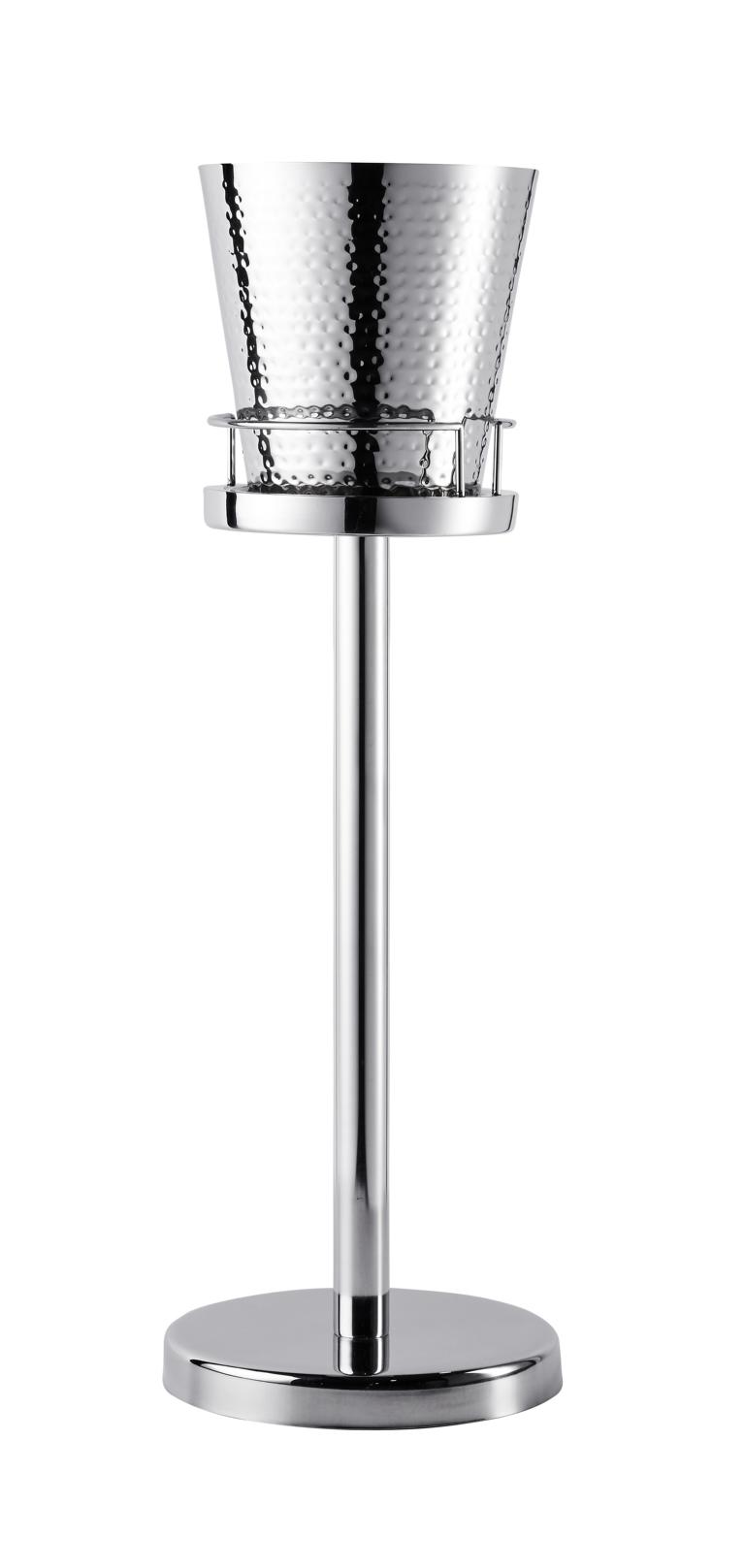 K-hler-2teilig-1 Flaschenkühler Silber aus Edelstahl auf Standfuß 80 cm