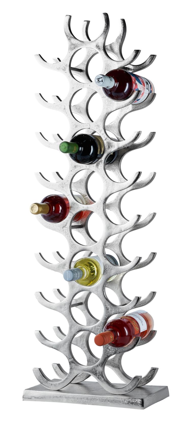 Weinregal-raw-gross-02 Weinregal Flaschenregal Silber aus Metall Groß 27 Flaschen