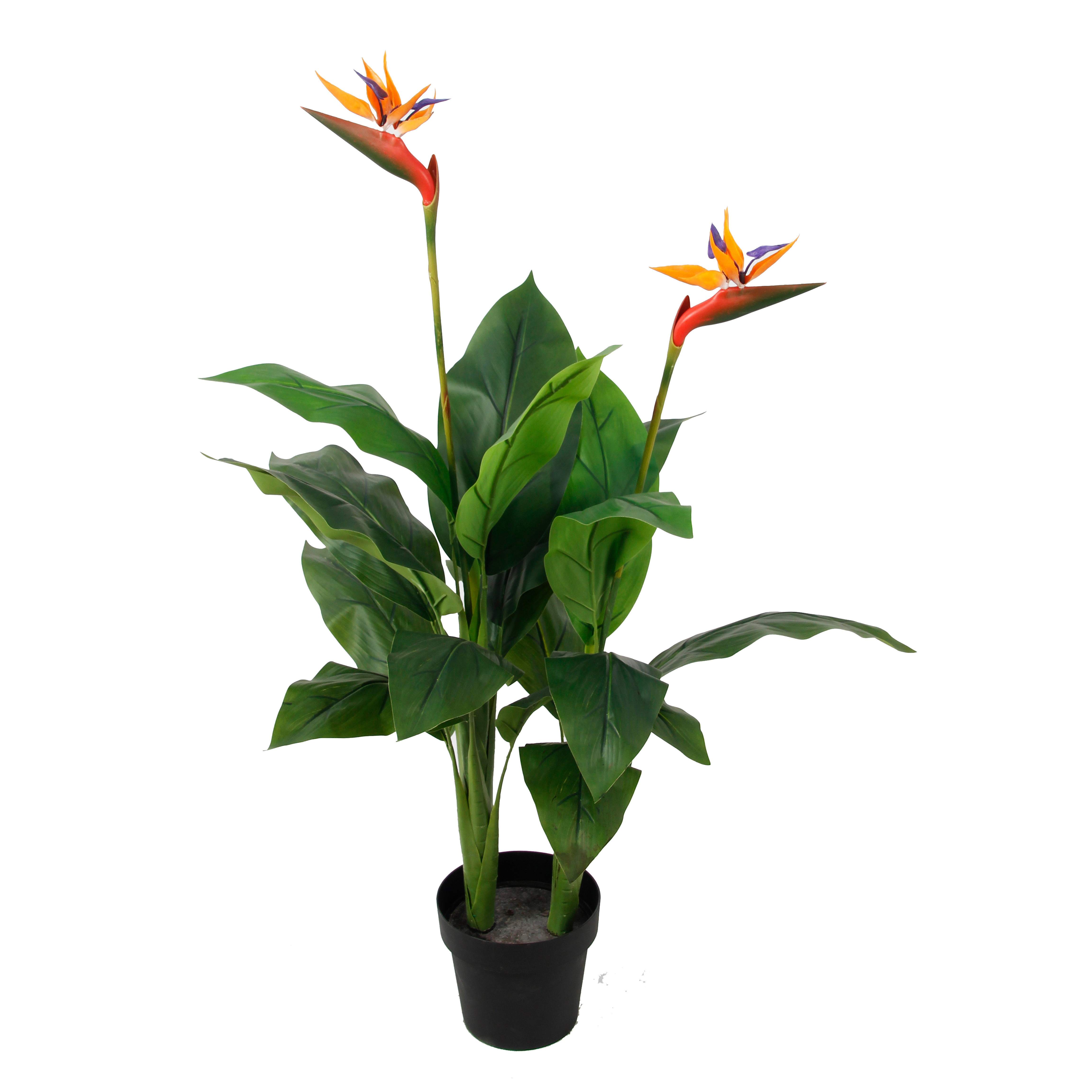 Paradiesvogelpflanze Strelitzie Kunstpflanze 120 cm Künstliche Strelitzie Kunstpflanze Grün mit Blüte Paradiesvogelblume