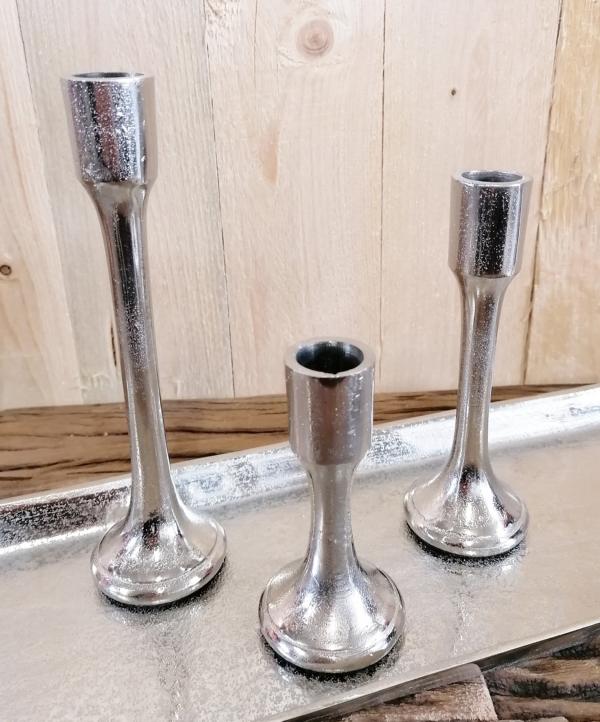 Kerzenst-nder-3er-Set-Silber-Stabkerzen-8021-8022-8023-6 Kerzenständer Kerzenhalter Silber aus Aluminium (Metall)