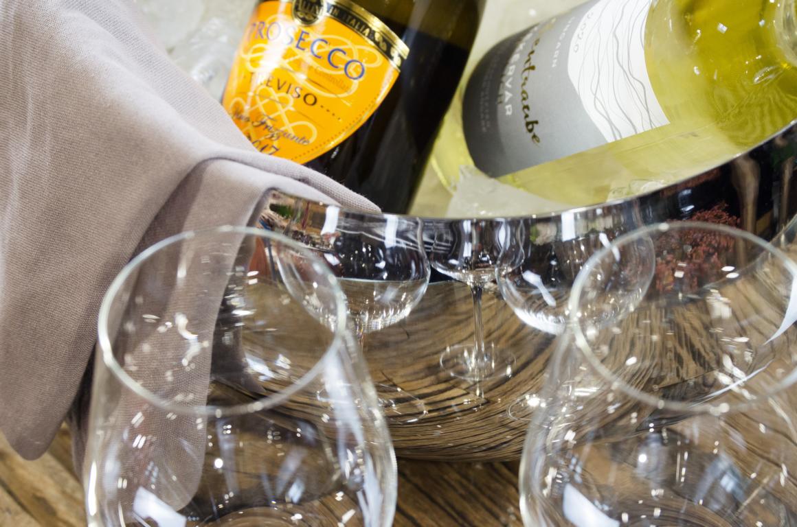 Flaschenk-hler-Champagnerbowl-Silber-aus-Edelstahl-3 Champagnerkühler Flaschenkühler Doppelwandig Edetsahl Silber