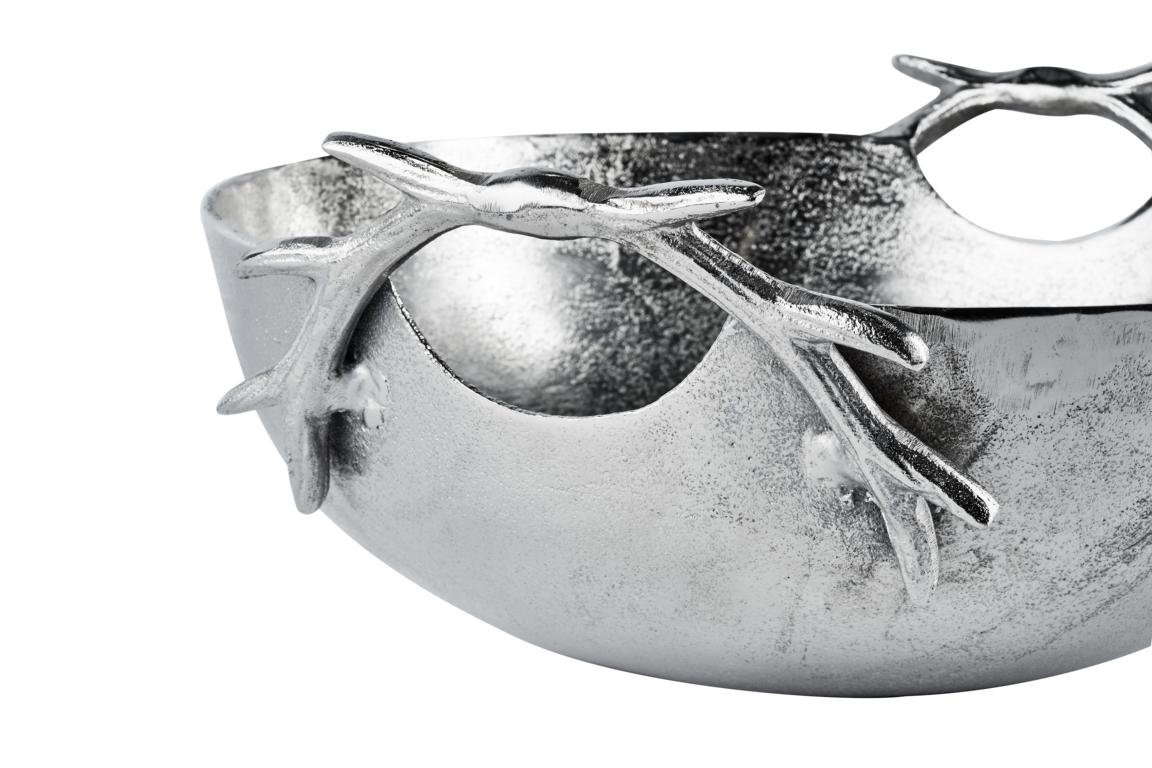 Schale-rund-4 Schale Geweih Silber aus Metall