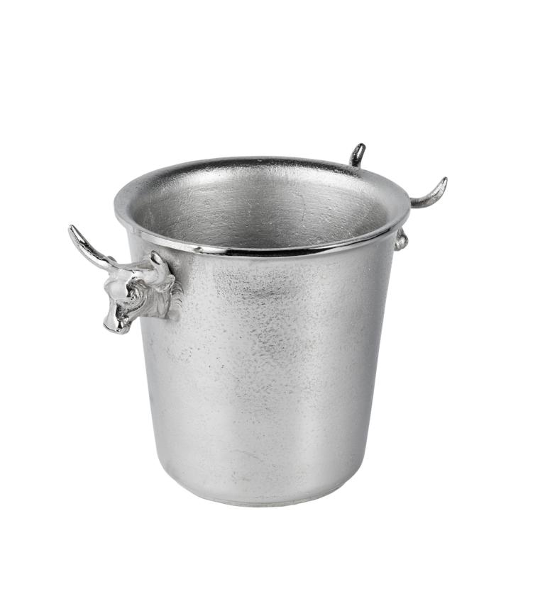 K-hler-Stier-0260bf33ae6501a Flaschenkühler mit einem Stierkopf in der Farbe Silber aus Metall