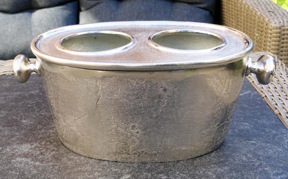 Flaschenk-hler-Aluminium-Silber-2-Flaschen-MN-FK-2010-1 Flaschenkühler Kühler für Flaschen Sekt Wein oder Champagner Silber Aluminium (Metall)