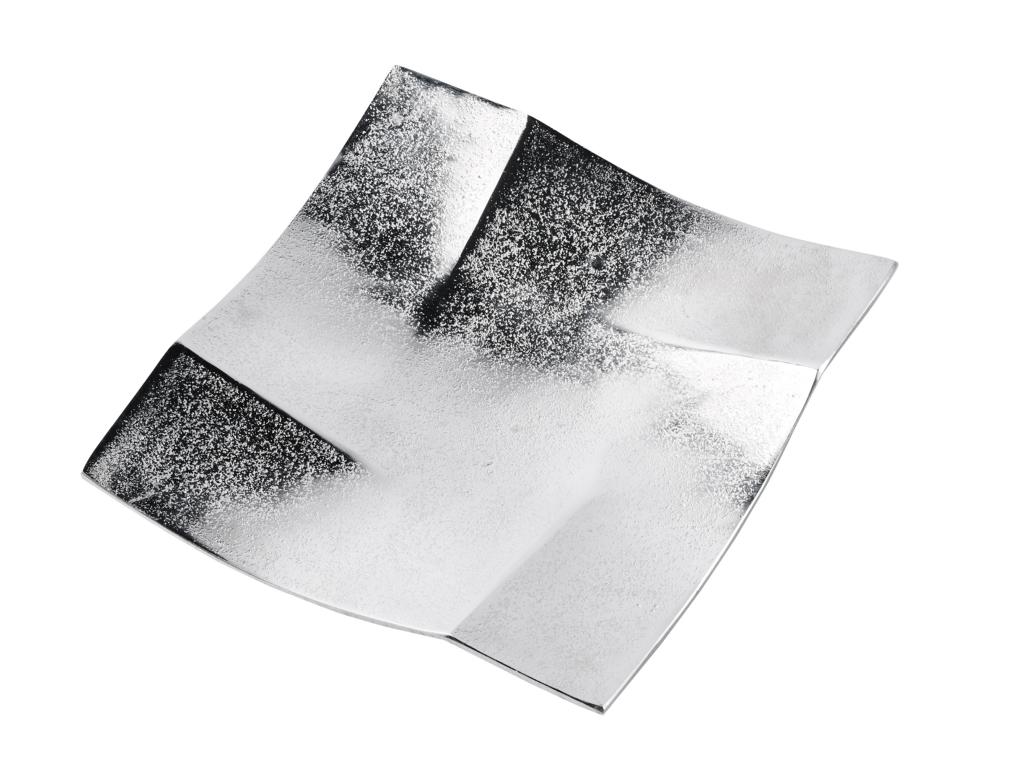 Dekoteller_S_04 Schale Eckig geschwungen Silber Metall