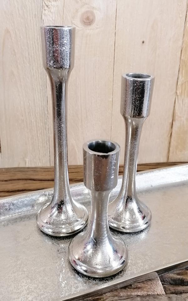 Kerzenst-nder-3er-Set-Silber-Stabkerzen-8021-8022-8023-5 Kerzenständer Kerzenhalter Silber aus Aluminium (Metall)