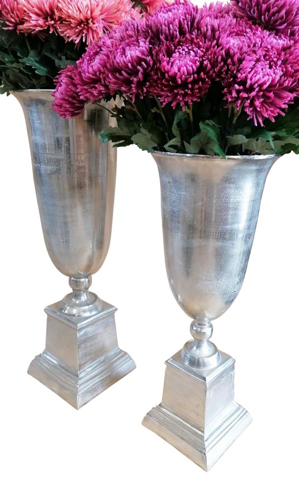 Vase-Pokalvase-Silber-XXL-Metall-Aluminium-MN-VA-1047u1048