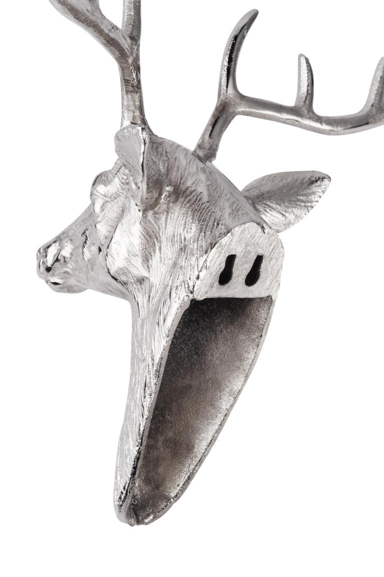 Wandschmuck-Hirsch-05_1 Hirschgeweih Hirschkopf Geweih Silber aus Metall Wanddekoration