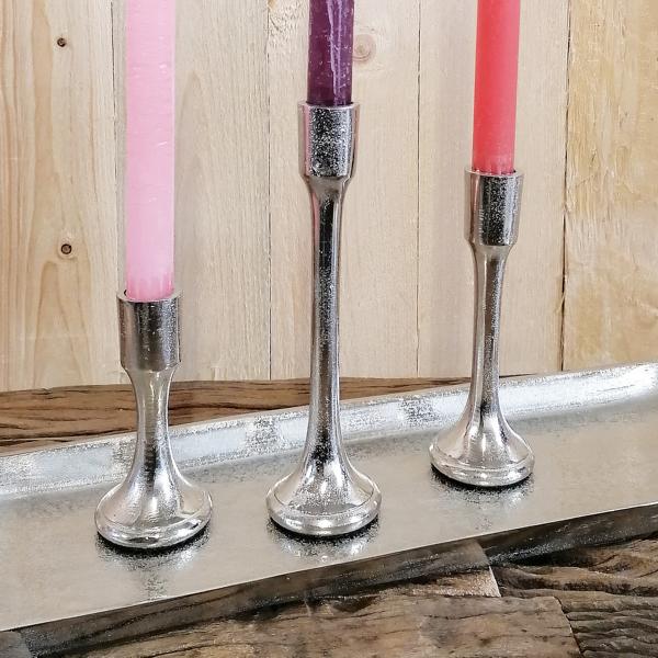 Kerzenst-nder-3er-Set-Silber-Stabkerzen-8021-8022-8023-4 Kerzenständer Kerzenhalter Silber aus Aluminium (Metall)