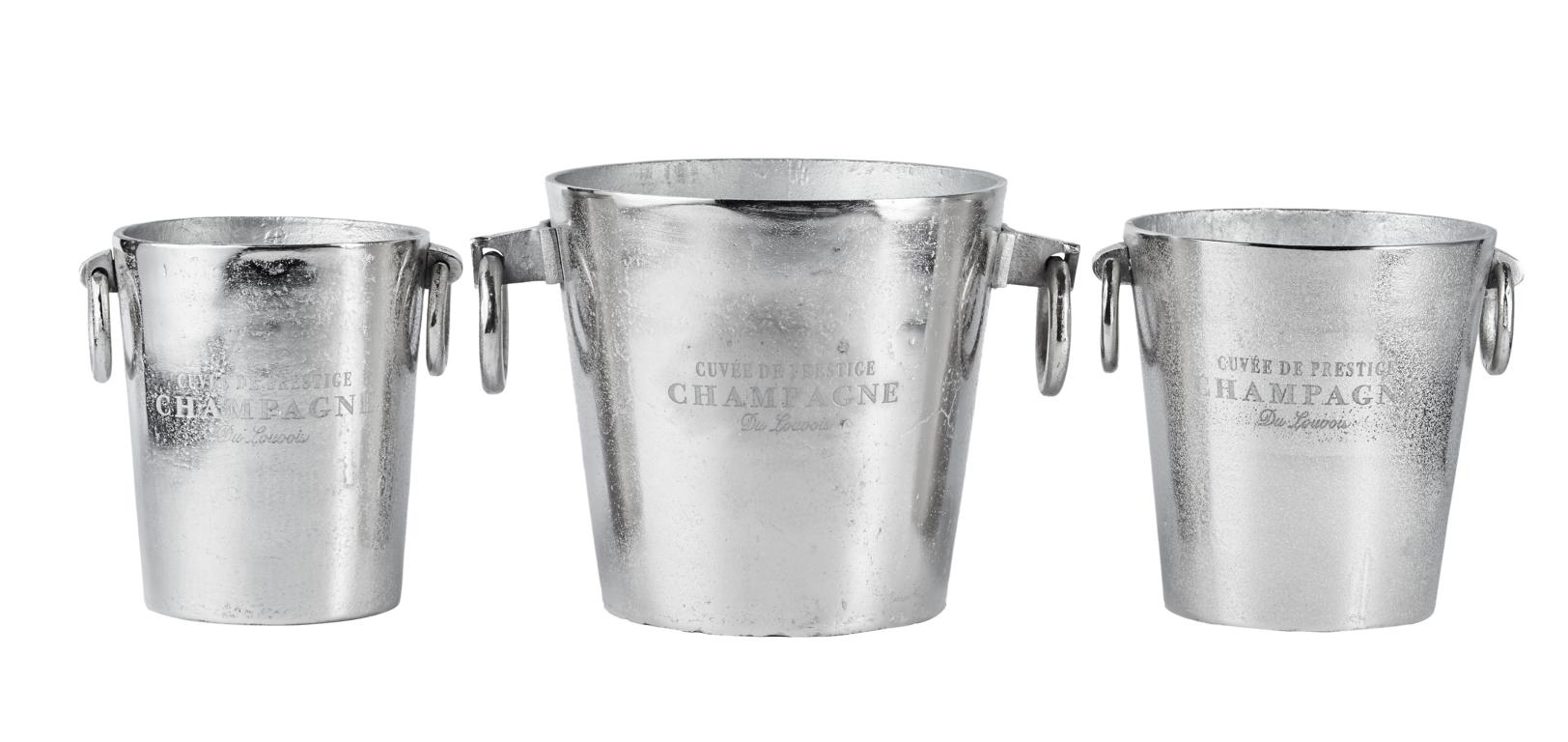 Flaschenkühler Kühler für Flaschen Sekt Wein oder Champagner Silber Aluminium (Metall) Flaschenkühler / Champagnerkühler Silber aus Metall mit 2 Henkeln