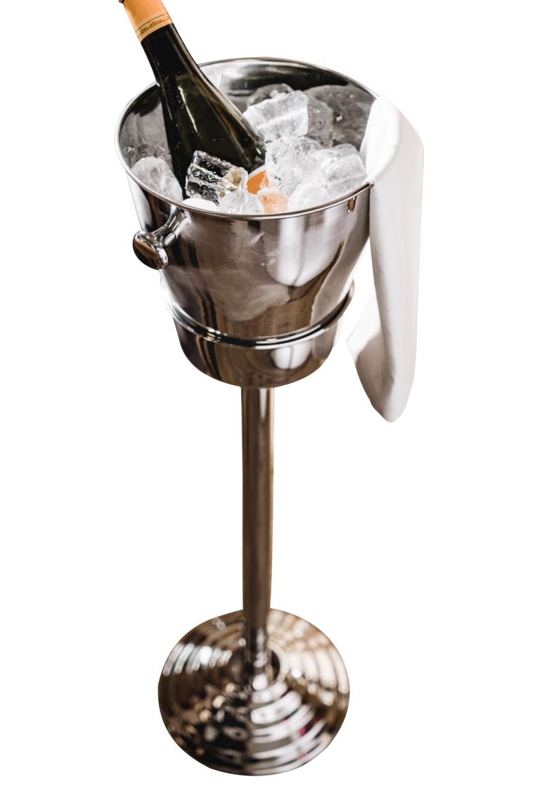 Flaschenkühler Kühler für Flaschen Sekt Wein oder Champagner Silber Aluminium (Metall) Flaschenkühler Silber Edelstahl auf Standfuß