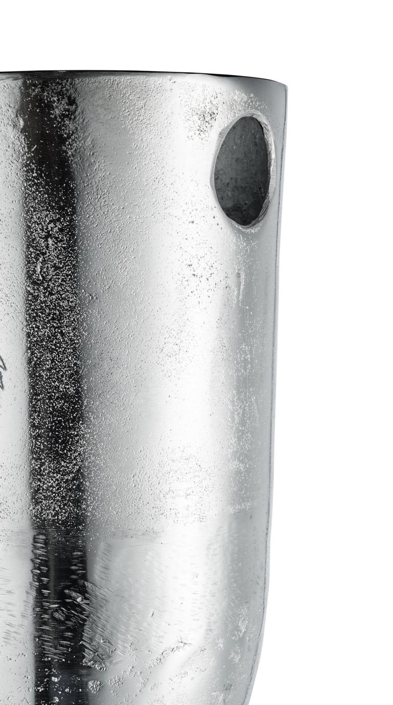 Flaschenkühler Kühler für Flaschen Sekt Wein oder Champagner Silber Aluminium (Metall) Flaschenkühler auf Ständer / Standfuß Silber aus Metall