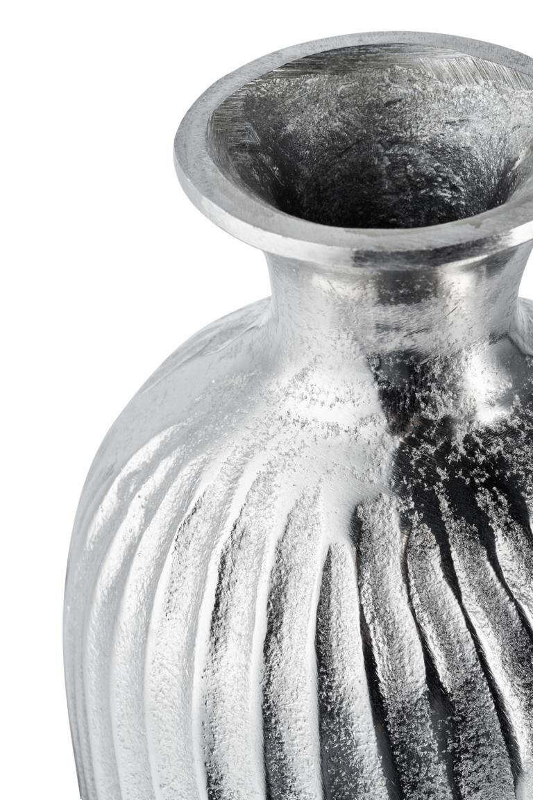 Vase-gross-05 Runde Vase in Silber aus Metall