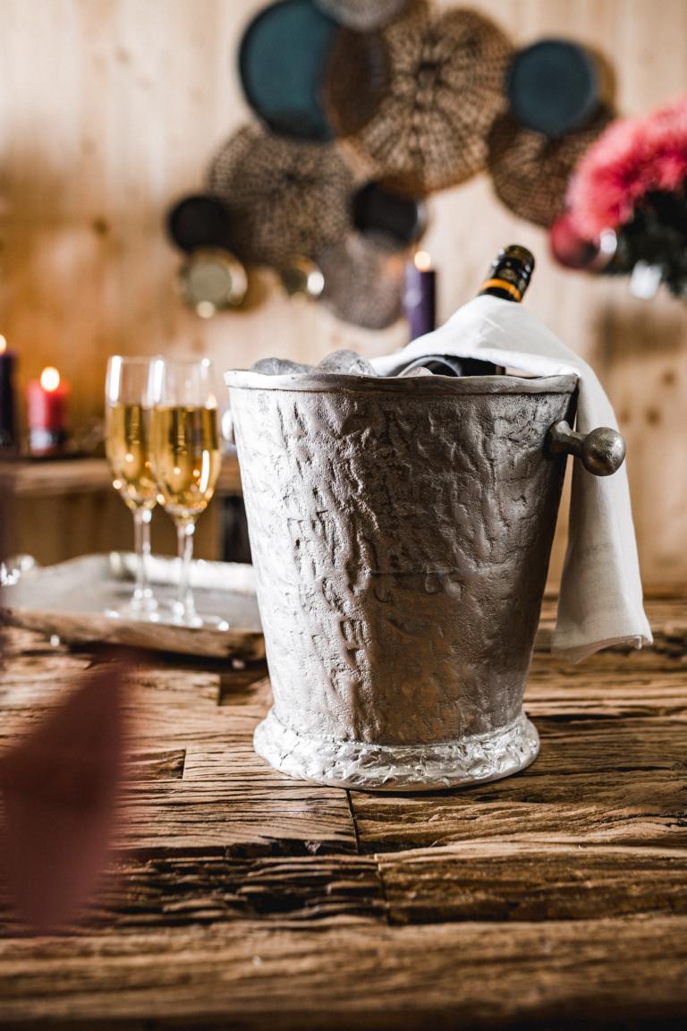 Flaschenkühler Kühler für Flaschen Sekt Wein oder Champagner Silber Aluminium (Metall) Flaschenkühler Silber Aluminium