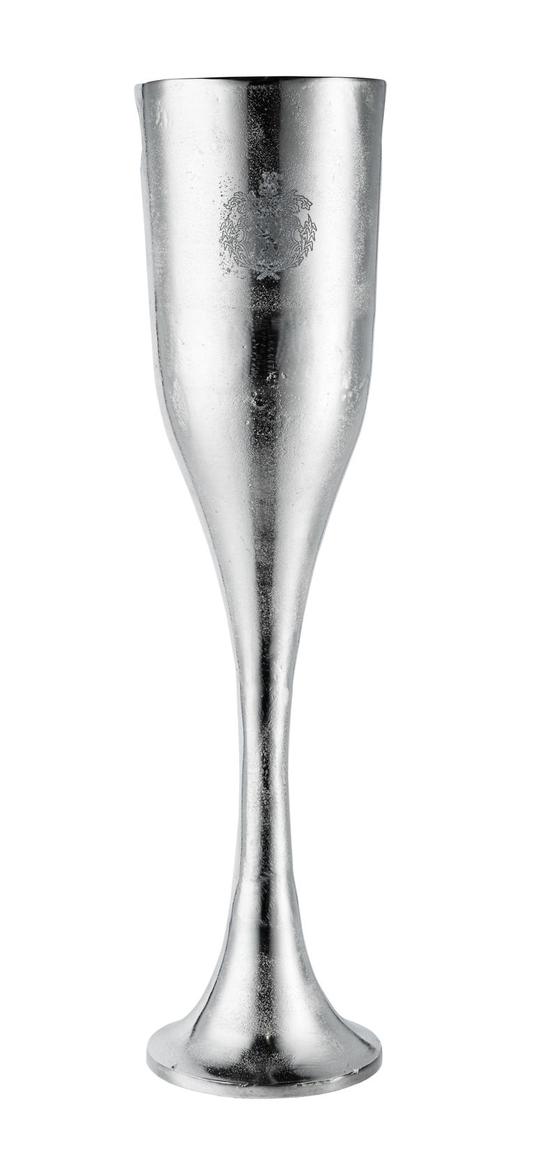 Flaschenkühler Kühler für Flaschen Sekt Wein oder Champagner Silber Aluminium (Metall) Flaschenkühler auf Ständer / Standfuß Silber aus Metall