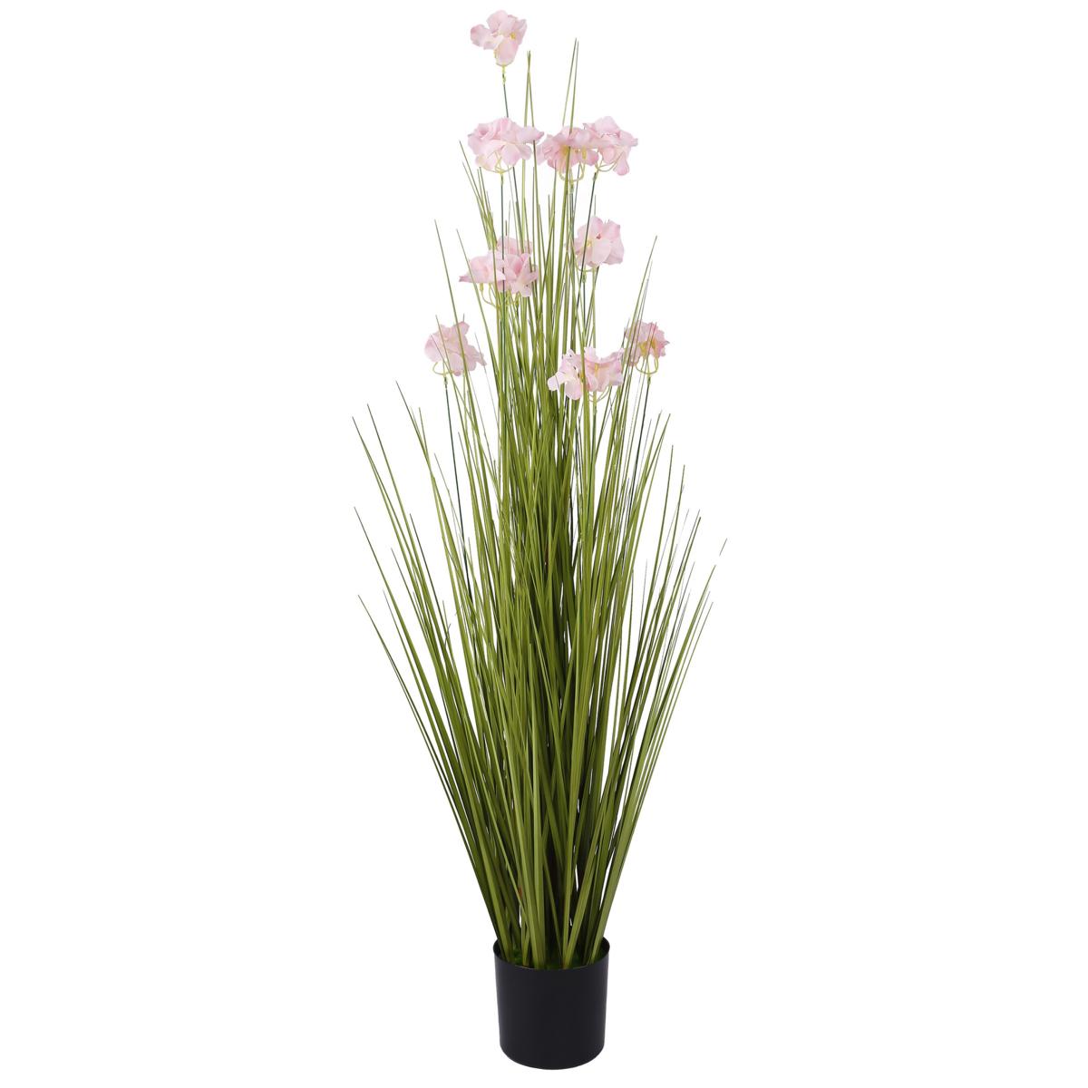 Künstliches Gras mit Blüten Kunstgras Kunstpflanze 123 cm