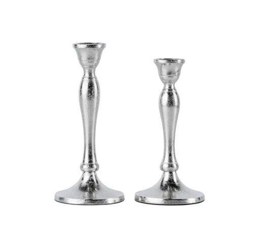 Kerzenständer Silber 2er Set aus Metall